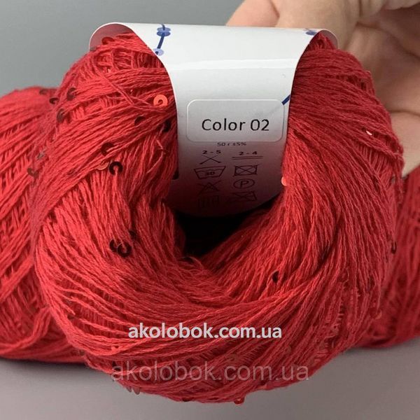 Avanti Yarn пряжа Мікропайєтка на бавовні (100% Бавовна, Паєтка 3мм) 50г/400м, упаковка 500г - 02 2541270061 фото