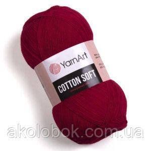Турецька річна пряжа для в'язання YarnArt Soft Cotton (котон софт) тонкий полухлопок - 51 темно-червоний 681097647 фото