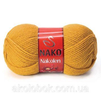 Турецька пряжа для в'язання Nako Nakolen (НАКОЛЕН) напіввовна 1808 гірчиця 598456294 фото