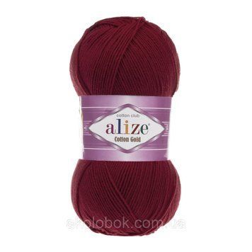 Турецька пряжа для в'язання Alize COTTON GOLD (Котон Голд) полухлопок 390 вишня 1019355313 фото