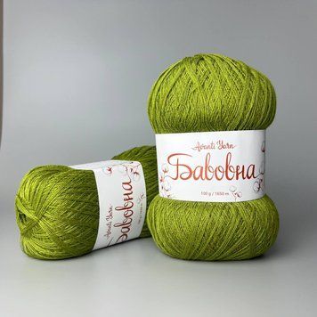 Оліва(1340),Пряжа Бавовна- 50% бавовна, 50% акрил,1650 м / 100 г 23287689758 фото