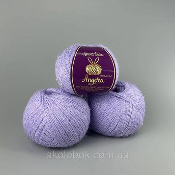 Пряжа ангора Premium EF микро пайетка/люрекс 50% Ангора, 40% Нейлон, 10% П/Л 350м/50г - EF31-101 сиреневый 2540048779 фото