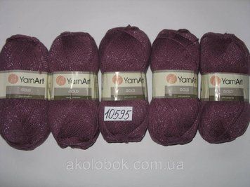 Турецкая пряжа для вязания YarnArt Gold (голд) акрил с люрексом 10595 сливовый с серебристым рюликсом 587181165 фото