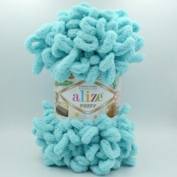 Турецкая пряжа для вязания Alize Puffy (пуффи) пряжа вяжется руками 128 бірюза 2092253634 фото