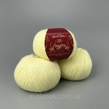 Пряжа ангора 50% Ангора, 50% Нейлон, 350м/50гр Китай AVANTI YARN - F07 світло -жовтий 2532027959 фото