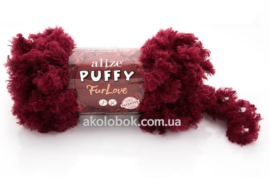 Бордо ( 107 номер) PUFFY FURLOVE %100 Polyester / 100 gr - 6.3 m 854354338 фото