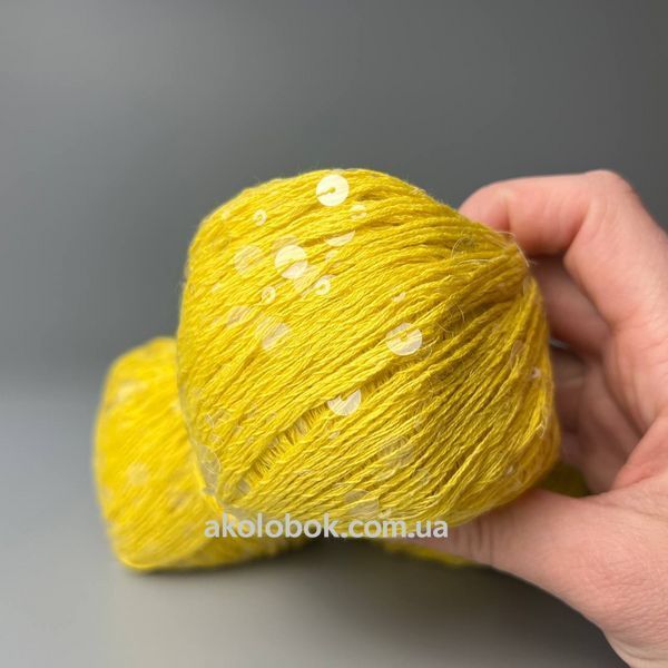 Пряжа Королівська Паєтка на Бавовні AVANTI YARN Аванті Ярн - 32 жовтий 82512793317 фото