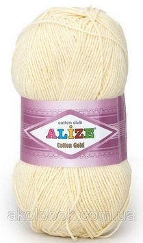 Турецька пряжа для в'язання Alize COTTON GOLD (Котон Голд) полухлопок 01 кремовий 1428555043 фото