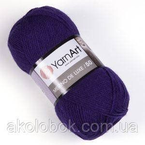 Пряжа для ручного в'язання Yarnart Merino De Luxe 50 ( меріно де люкс 50) зимова пряжа 556 фіолет 566513656 фото