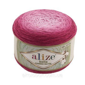 Турецька пряжа для в'язання BELLA OMBRE BATIK (белла амбре батік) бавовна -7405 малиновий 1127625493 фото