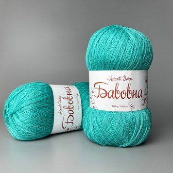 Зелена бірюза(4151),Пряжа Бавовна- 50% бавовна, 50% акрил,1650 м / 100 г 9999689758 фото