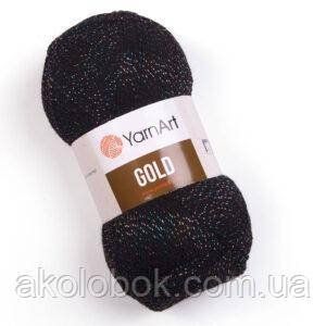 Турецкая пряжа для вязания YarnArt Gold (голд) акрил с люрексом 9034 черный с цветным рюликсом 587219595 фото