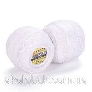 Турецкая пряжа для вязания YarnArt Canarias (канариус) тонкий ирис 1000 белый 586691445 фото