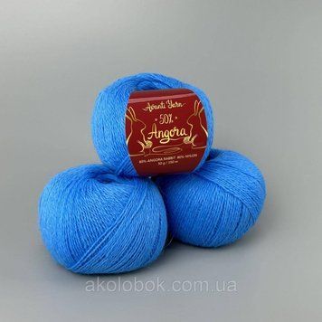 Пряжа ангора 50% Ангора, 50% Нейлон, 350м/50гр Китай AVANTI YARN - F26 яскравий блакитний (колір ясного неба) 2532480792 фото