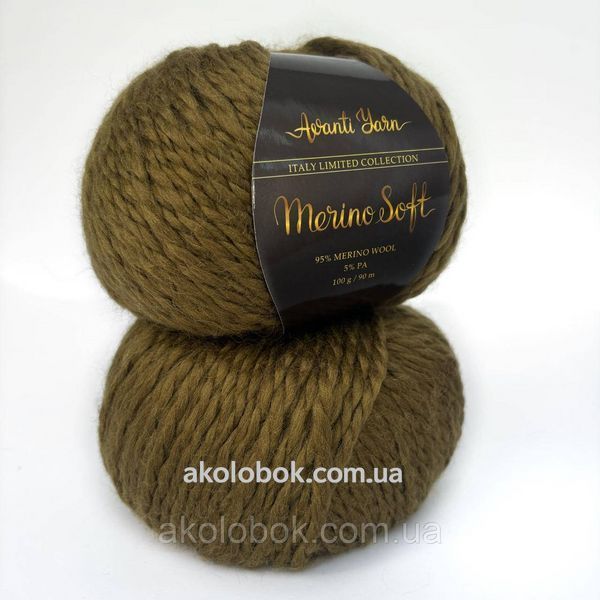 Італійська пряжа для в'язання Меринос Софт Merino Soft AVANTI YARN 95% Меринос - 11 золотисто-оливковий 2527352345 фото