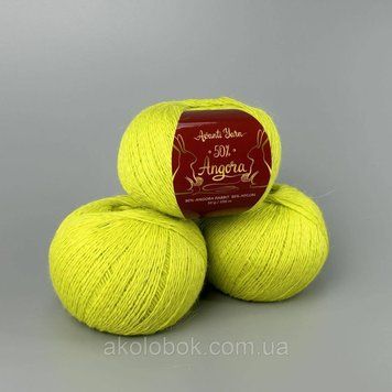 Пряжа ангора 50% Ангора, 50% Нейлон, 350м/50гр Китай AVANTI YARN - F28 світло жовто-зелений 2532490346 фото
