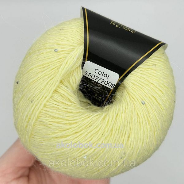 Моточная пряжа "Angora Premium SF" AVANTI YARN (Ангора 50% с микропайеткой) 350м/50г - SF07-2008 светло-желтый 2540183004 фото