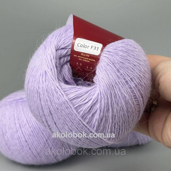 Пряжа ангора 50% Ангора, 50% Нейлон, 350м/50гр Китай AVANTI YARN - F31 бледно-лавандовый 2532496916 фото
