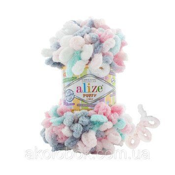 Турецкая пряжа для вязания Alize Puffy Color (пуффи колор) пряжа вяжется руками 6529 2004061340 фото