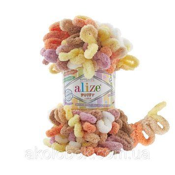 Турецкая пряжа для вязания Alize Puffy Color (пуффи колор) пряжа вяжется руками 6531 2004061409 фото