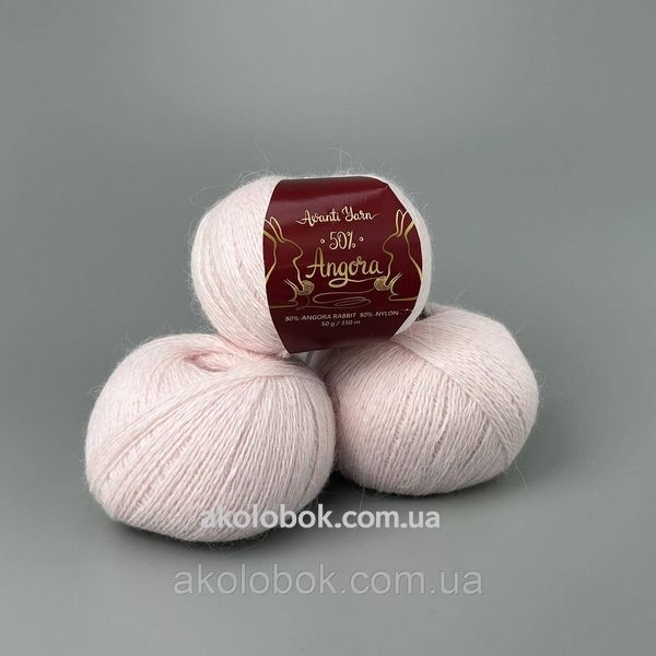 Пряжа ангора 50% Ангора, 50% Нейлон, 350м/50гр Китай AVANTI YARN - F33 ніжний світло-рожевий 2532509149 фото