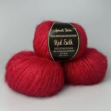 Італійська пряжа для в'язання Kid Silk від Avanti Yarn (Кід Мохер із шовком) - 77 вишневий 2522559703 фото