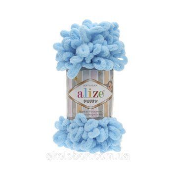 Турецкая пряжа для вязания Alize Puffy (пуффи) пряжа вяжется руками 287 бирюза 730448524 фото