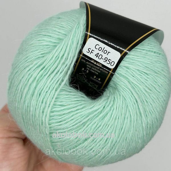 Моточна пряжа "Angora Premium SF" AVANTI YARN (Ангора 50% з мікропаєткою) 350м/50г - SF40-950 м'ята 2540190184 фото