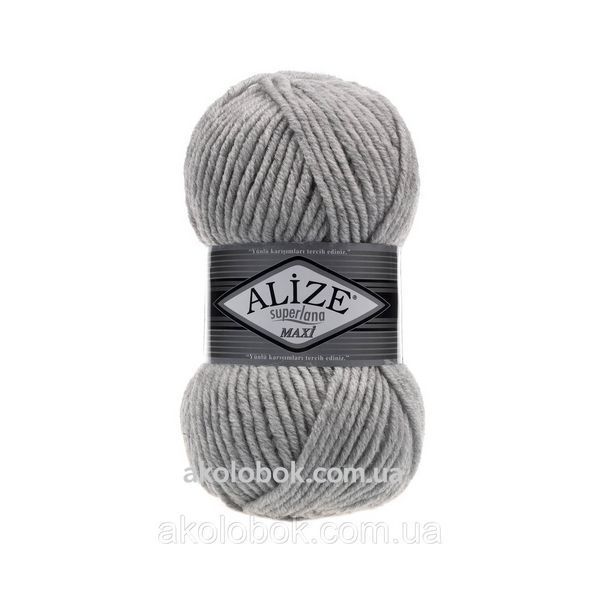 Турецька пряжа для в'язання Alize SUPERLANA MAXI (Суперлана максі) товста пряжа 208 світло сірий меланж 555795553 фото