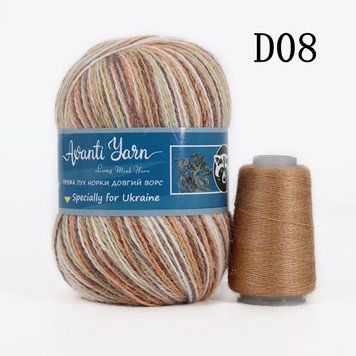 D08 номер.Пряжа для в'язання Пух Норки AVANTI YARN 95% Пух Норки, 5% поліамід. 10шт * 50гр - 350м 88766443 фото