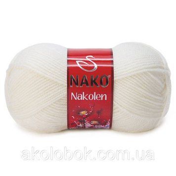 Турецька пряжа для в'язання Nako Nakolen (НАКОЛЕН) напіввовна 208 білий 598392450 фото