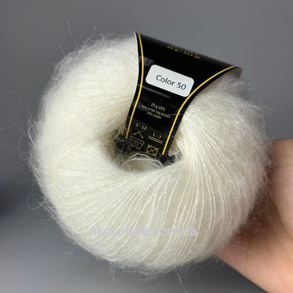 Італійська пряжа для в'язання Kid Silk від Avanti Yarn (Кід Мохер із шовком) - 50 білий 2451919 фото