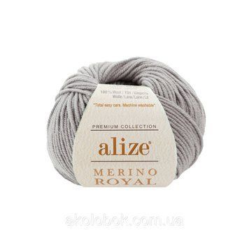 Турецкая пряжа для вязания Alize Merino Royal (мерино рояль) 100% мериносовая австралийская шерсть 762 серый 1481400212 фото