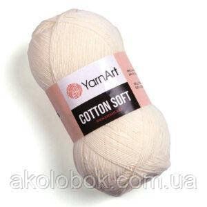 Турецька річна пряжа для в'язання YarnArt Soft Cotton (котон софт) тонкий полухлопок - 03 крем 681081407 фото