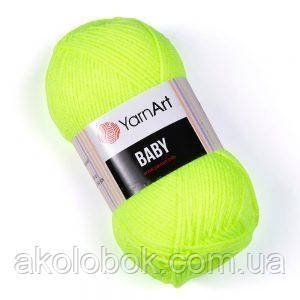 Турецька пряжа для в'язання YarnArt Baby(бебі) дитячий яскравий акрил - 8232 жовтий неон 689123491 фото