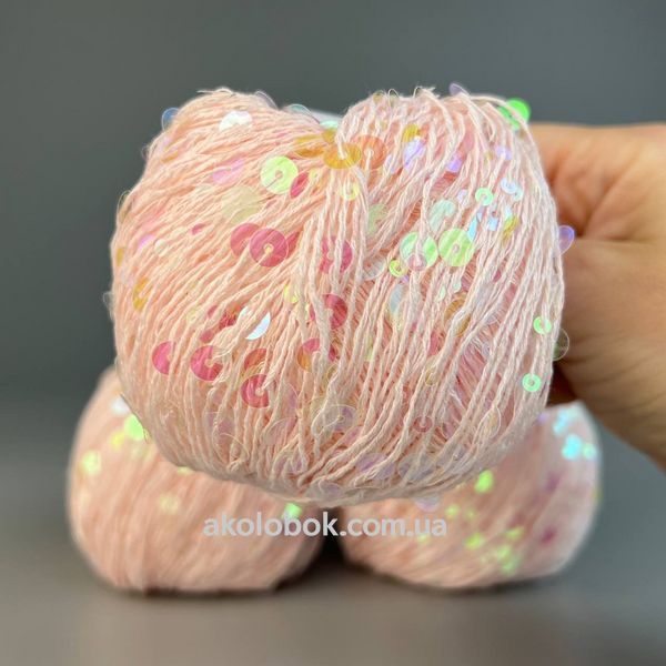 Пряжа Королівська Паєтка на Бавовні AVANTI YARN Аванті Ярн - 43 колір - світло-рожевий, паєтка в тон 2512894045 фото