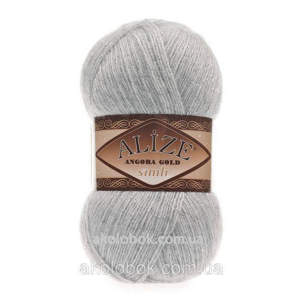 Пряжа для ручного вязания Alize ANGORA GOLD SİMLİ (Ализе ангора голд симли) 21 серый 546263314 фото
